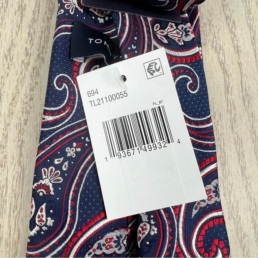 600 - Tommy Hilfiger Tie Blue Red Paisley 694 TL21100055 Silk Blend $69.50